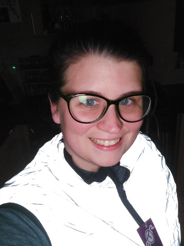 Danielle our BTR Customer wearing the BE Totally Reflective ladies 3 pocket gilet