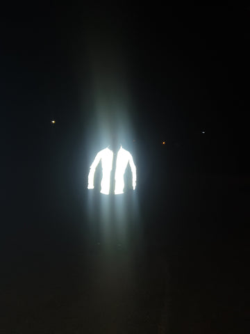 BTR jacket shown very bright in the dark - with flash photo