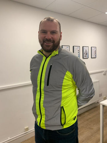 High Visibility & reflective jacket shown being worn in the day light!