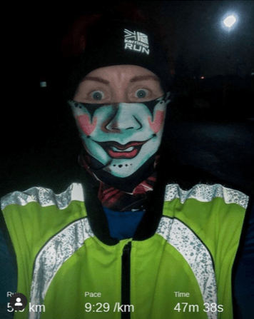 Xina Evans in a BTR Sports highvis reflective running gilet